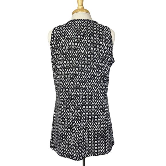 LINDA LEAL Black White Zig Zag Print Sleeveless Tank Size Large #MITU5325 - Picture 2 of 9